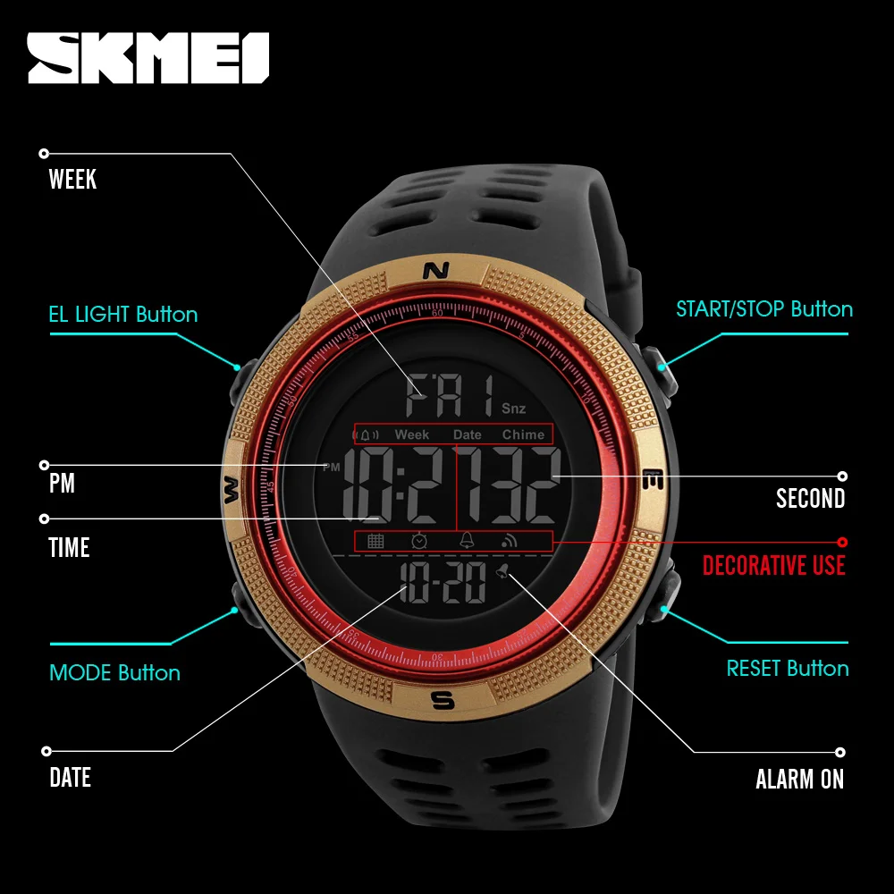 Reloj De Pulsera Digital Skmei 1251 Para Hombre,Gran Oferta Gran oferta de reloj para hombre, reloj deportivo con LED