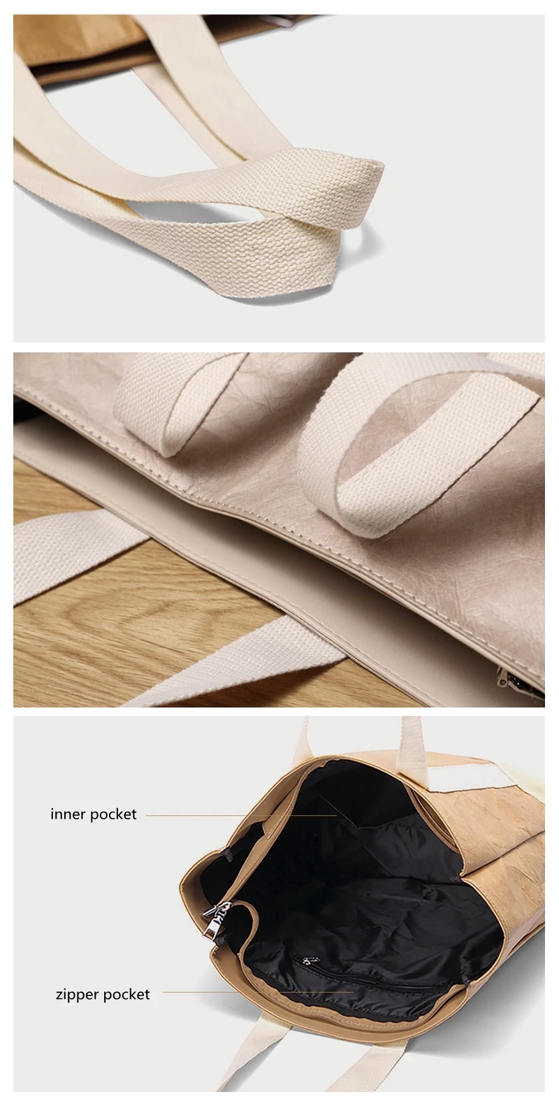 Waterproof breathable eco friendly lightweight high capacity load bearing stronger tyvek fashion tote shopping bag