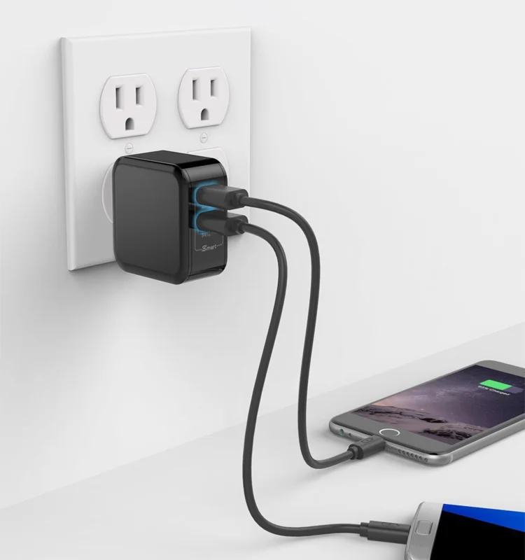 High Quality Foldable Usb Wall Charger 2 Port Usb Smart Ic Us Plug 5v 4