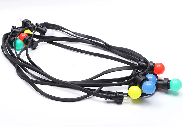 Waterproof IP65 Customized length 100m festoon lighting rubber cable Xmas Party string e27 b22 holder flat belt light