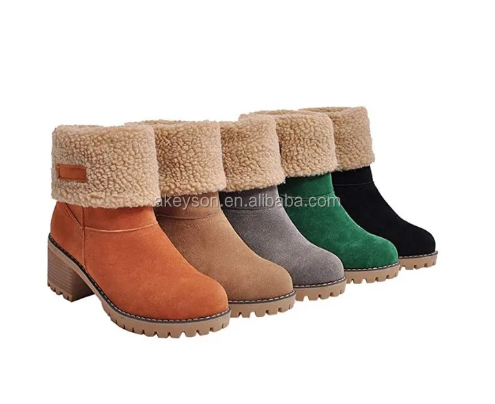 chunky heel boots with fur