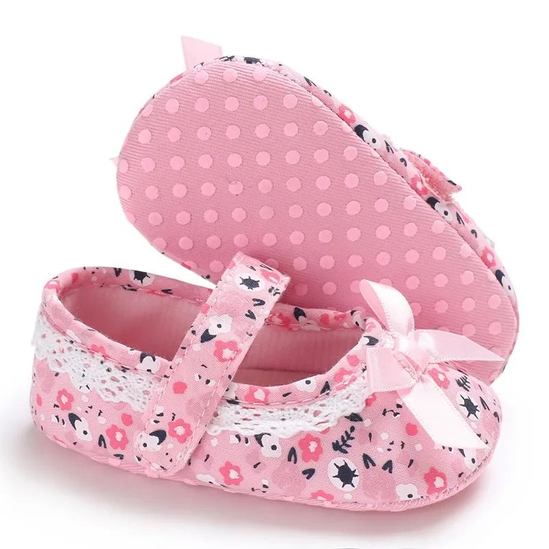 High Quality Girl Fancy Floral Baby Shoes Bowknot Lace Party Shoes