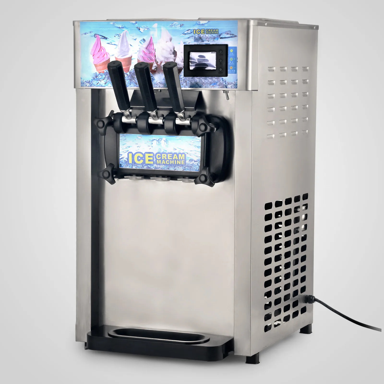 Hot Sale Soft Ice Cream Machine 3-Flavor Frozen Ice Cream Yogurt Maker With 18L/H Lcd Display