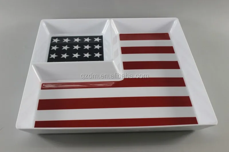 12" Melamine Chip dip plate,Double plate American market