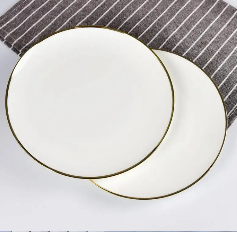 Sublimation Customized White Ceramic Dinner Plates With Gold Rim - Buy ...