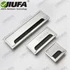 JIUFA Furniture Hardware Aluminium Rectangular Cable Management with Brush Computer Desk Metal Wire Cable Grommet with Lid