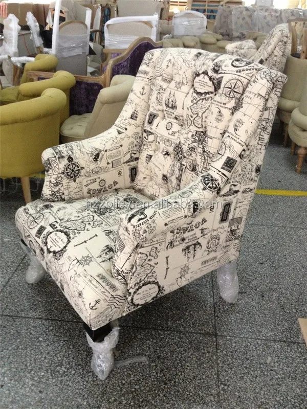 Estilo Country Americana Salón Botón Copetudo Respaldo Alto Accent Una