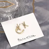 Fashion 925 sterling silver gold initial letter earrings stud for woman