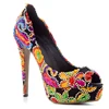 Hot selling low price factory evening party shoe peep toe platform colorful embroidery high heel women dress shoes