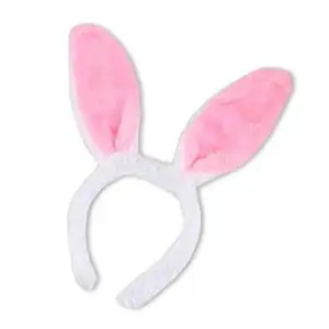 DASHUHUWAI(TM) Plush Fluffy Bunny Rabbit Ears White Headband Costume Cosplay Accessory Halloween Easter Party Dress Up