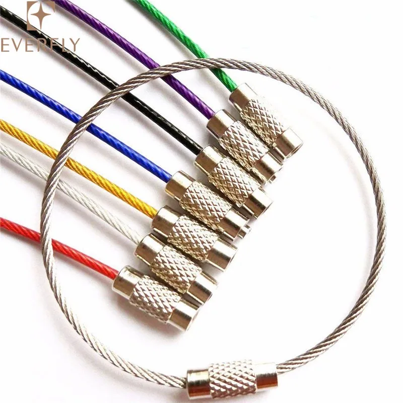 Colored Nylon Coated Stainless Steel Wire Keychain Cable Key Ring Loop