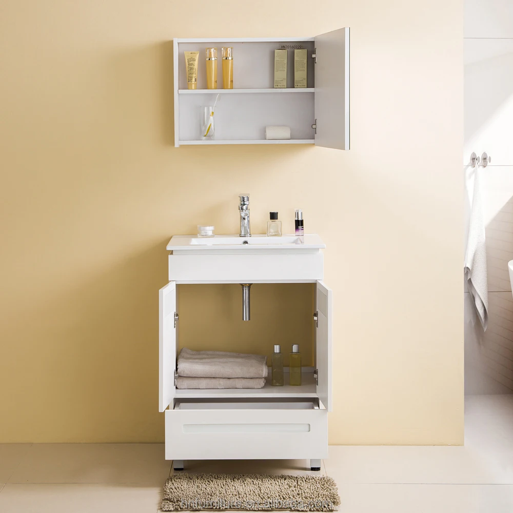 Floor Standing 2 Doors 1 Drawers Free Standing Solid Wood Bathroom