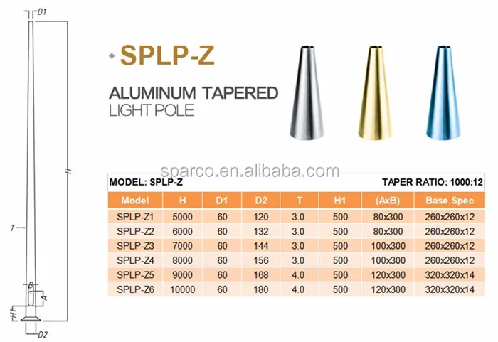Sparco manufacturer customized aluminum decorative light pole