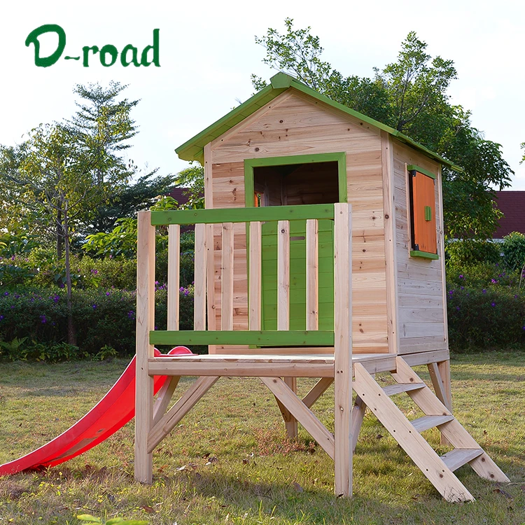 wooden playhouse with ladder