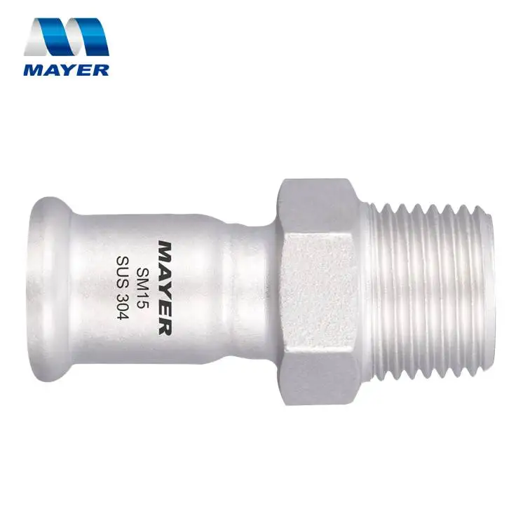 Stainless steel tube press fittings M profile male threaded adapter
