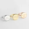 stainless steel personalized coin rings custom 18k gold plated engraved name date disc ring for women