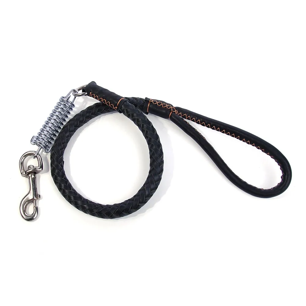 Durable Pet Dog Leash Leather Adjustable Loop Training Leash Slip Lead