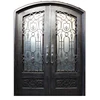 Factory direct cheap house front entry wrought iron eyebrow door
