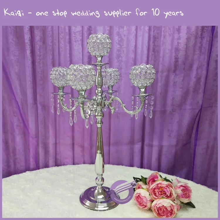 Zt02220 Wholesale Tall Wedding Centerpieces Gold 5 Arms Crystal