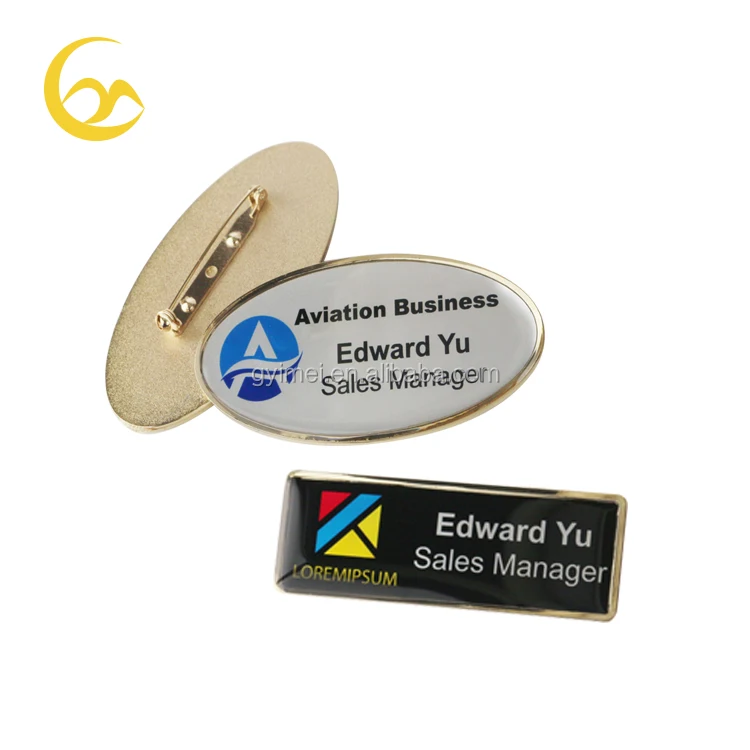 Custom Printed Logo Pvc Name Badge Self Adhesive Safety Pin Plastic