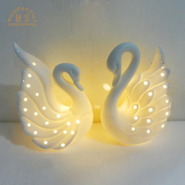 Votive swan ceramic Tealight holder Led Light Wedding Party Gift and Promotion Ceramic Swan Figurine Craft for Valentine's Day