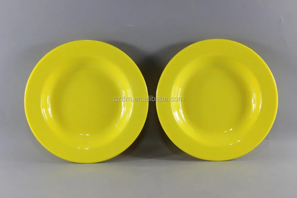 Solid Melamine Deep Plate/Yellow Plastic Soup Plate Height 3cm