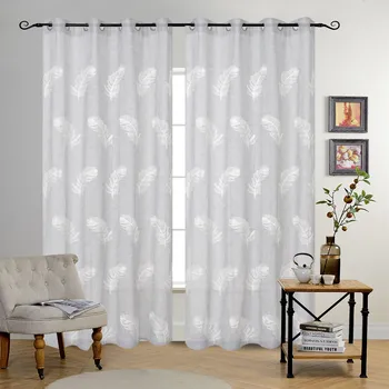 Feather Design Embroidered Sheer Curtains Feather Design Embroidered Sheer Curtains