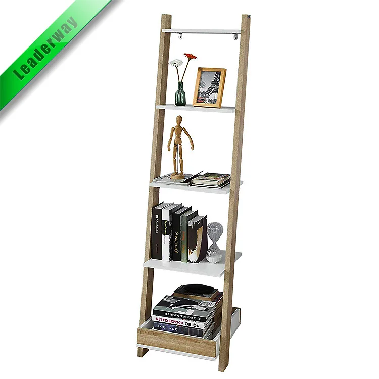 4 Layers Stable Living Room Bamboo White Book Corner Shelf For Sale
