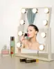 LED Touch Screen Makeup Mirror Lighted Beauty Vanity Mirror with 9 LED Lights Adjustable Countertop 360 Rotating Mirror