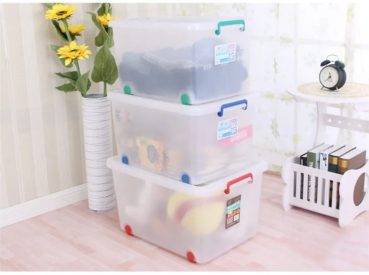 Wholesale Durable Transparent Home Storage Bins With Lids Plastic Storage Bins With Rollers