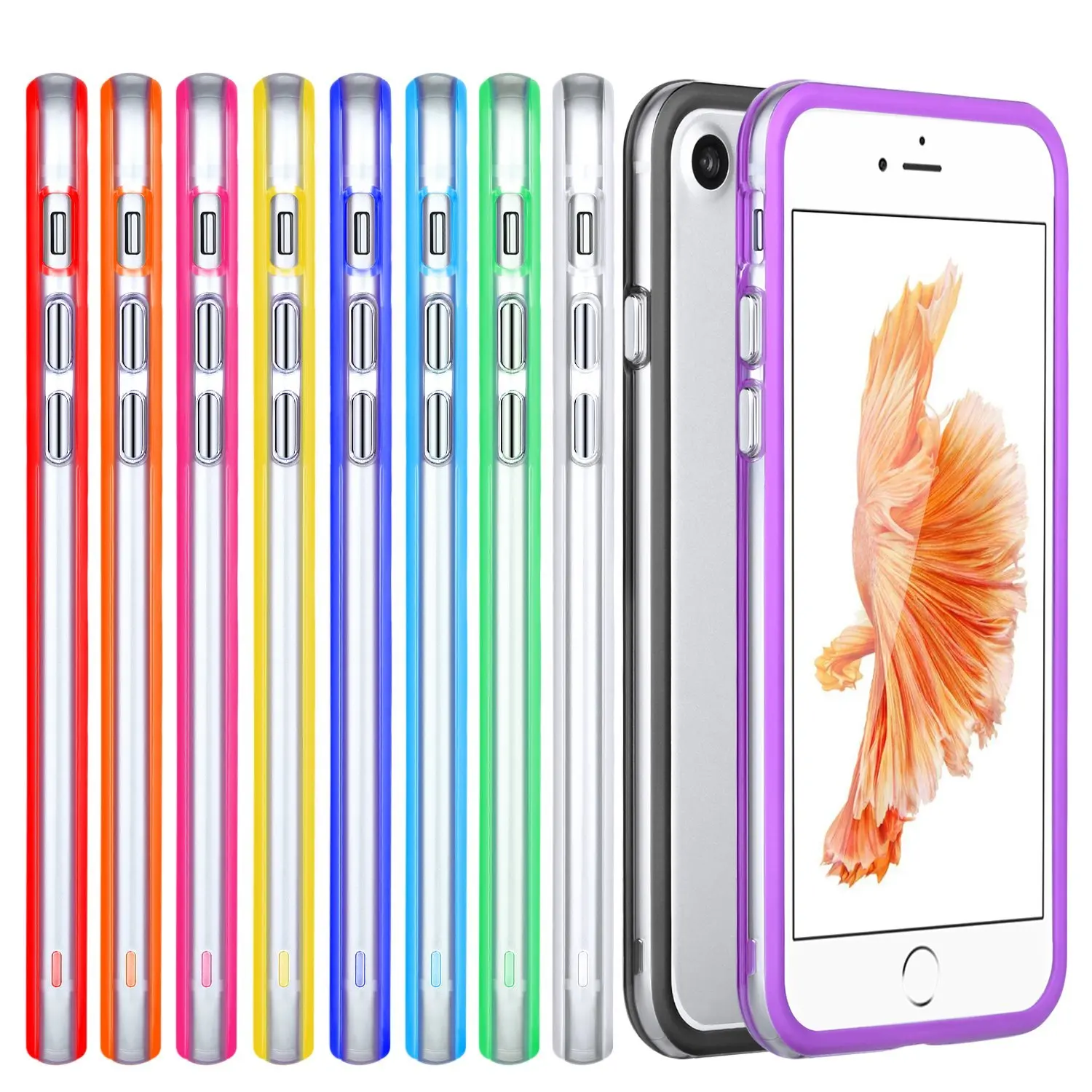 Buy Iphone 7 Bumper Costyle 10 Pack 10 Colors Clear Pc Tpu Slim Thin Bumper Cover Skin Case W Metal Buttons For Iphone 7 4 7 Inch Black White Yellow Green Pink Orange Red