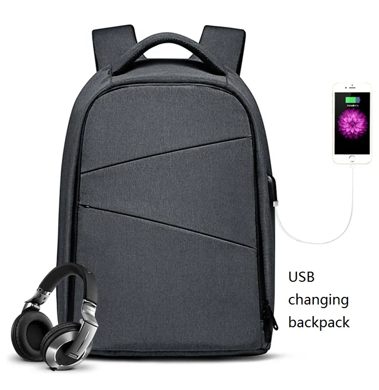Designer leisure stylish teenager laptop USB anti theft thief back pack anti-theft backpack bag for men
