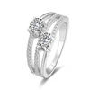 POLIVA High Quality Three Layers Oval Shape Rose Quartz Zircon Micro Pave Band 925 Sterling Silver Ring Women