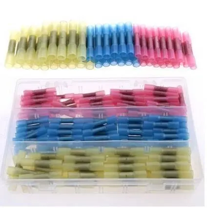 Hilitchi 135Pcs Waterproof Nylon Heat Shrink Butt Insulated Terminals Quick Splice Electrical Wire Crimp Connectors Kit