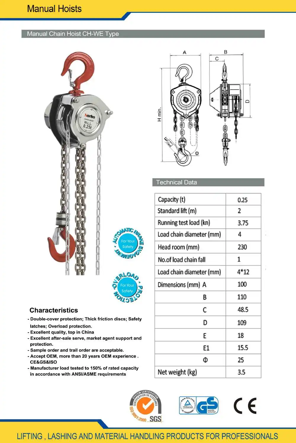 Lifting Manual Chain Hoist & Chain Hoist For Roller Shutter Door Buy