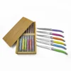 High quality serrated dinner laguiole steak knife with colorful plastic handle