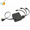wholesale 3 in 1 charger connector one side pull retractable usb cable reel