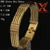 Hot Fashion Bracelet Stainless Steel CNC Setting Men Link Yellow Gold Bracelet