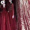 luxury bridal Heavy handwork tela de encaje guipur / Unique wine heavy beaded embroidery lace fabric for evening dress