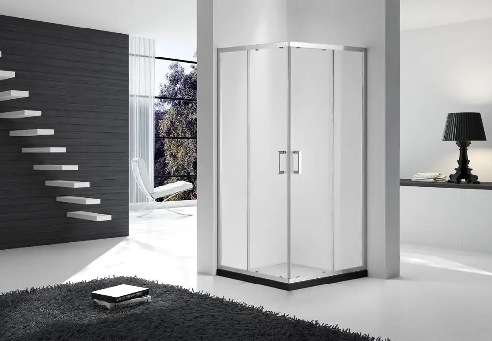 two fixed two sliding doors square shape shower enclosure