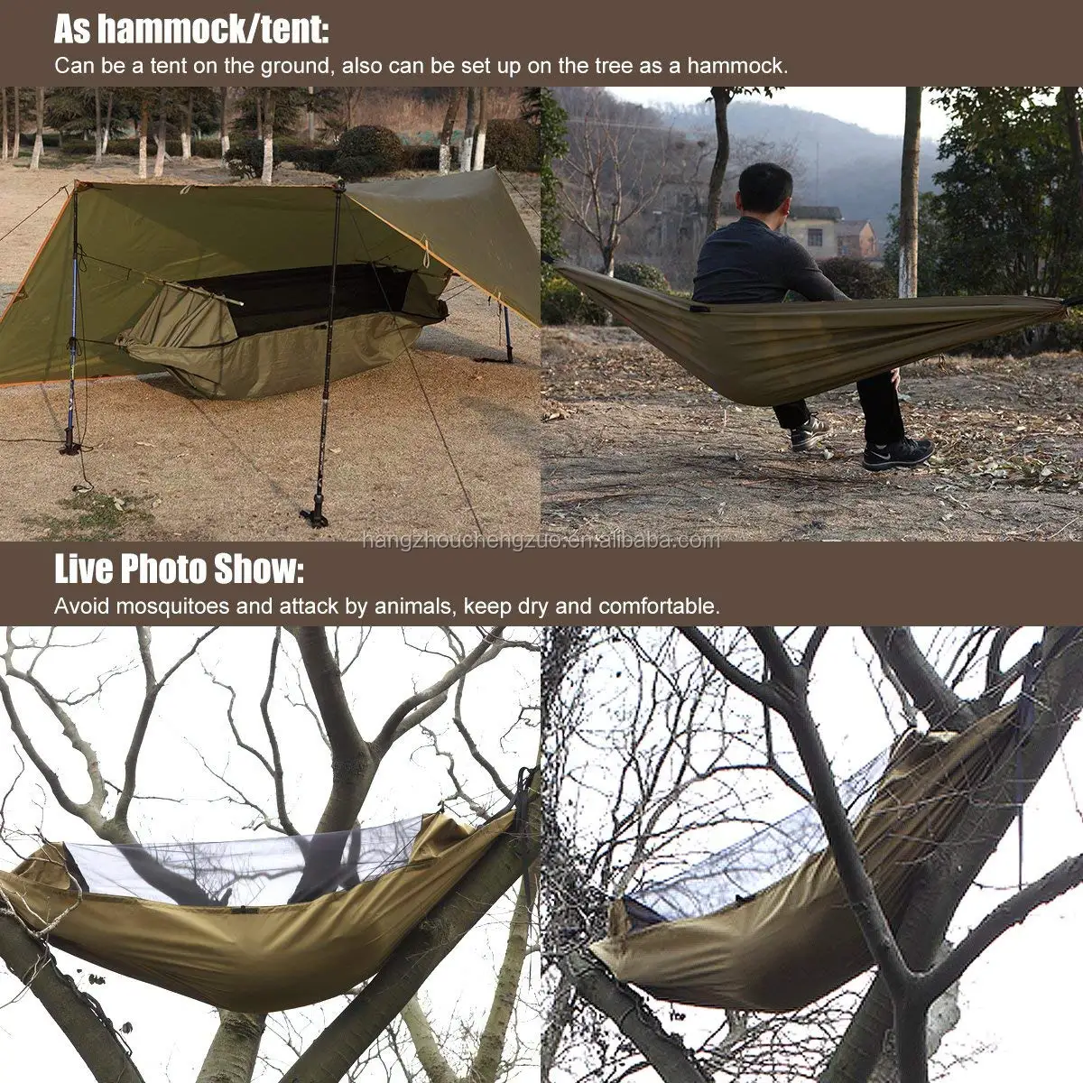 LIOOBO Mosquitera Camping port/átil para acampa Camping Acampar campa/ña Hamaca Red antimosquitos Mosquito Verde del ej/ército