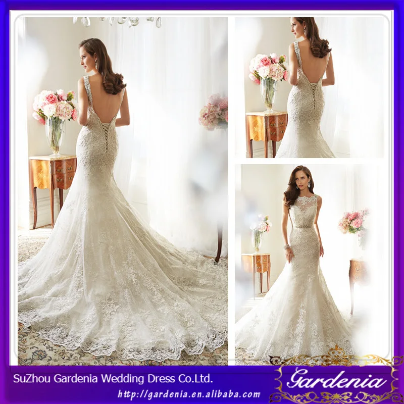 diseñadores 2015 vestidos de boda por encargo de espalda abierta de