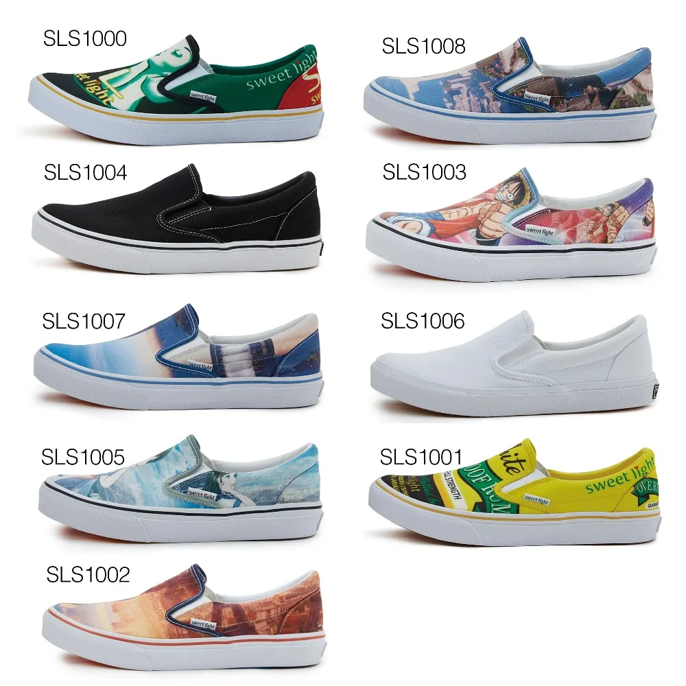 Custom breathable canvas casual lazy sneakers office women slip on shoes