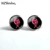 Fashion Women Ladybug Round Earring Cute Anime Stud Earrings Gifts Children Silver Jewelry Glass Cabochon Stainless Ear Stud