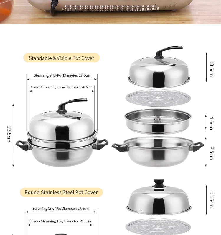 Chinese Hot Pot Steamer Stainless Steel Stock Pot Steam Cooking Pot ...