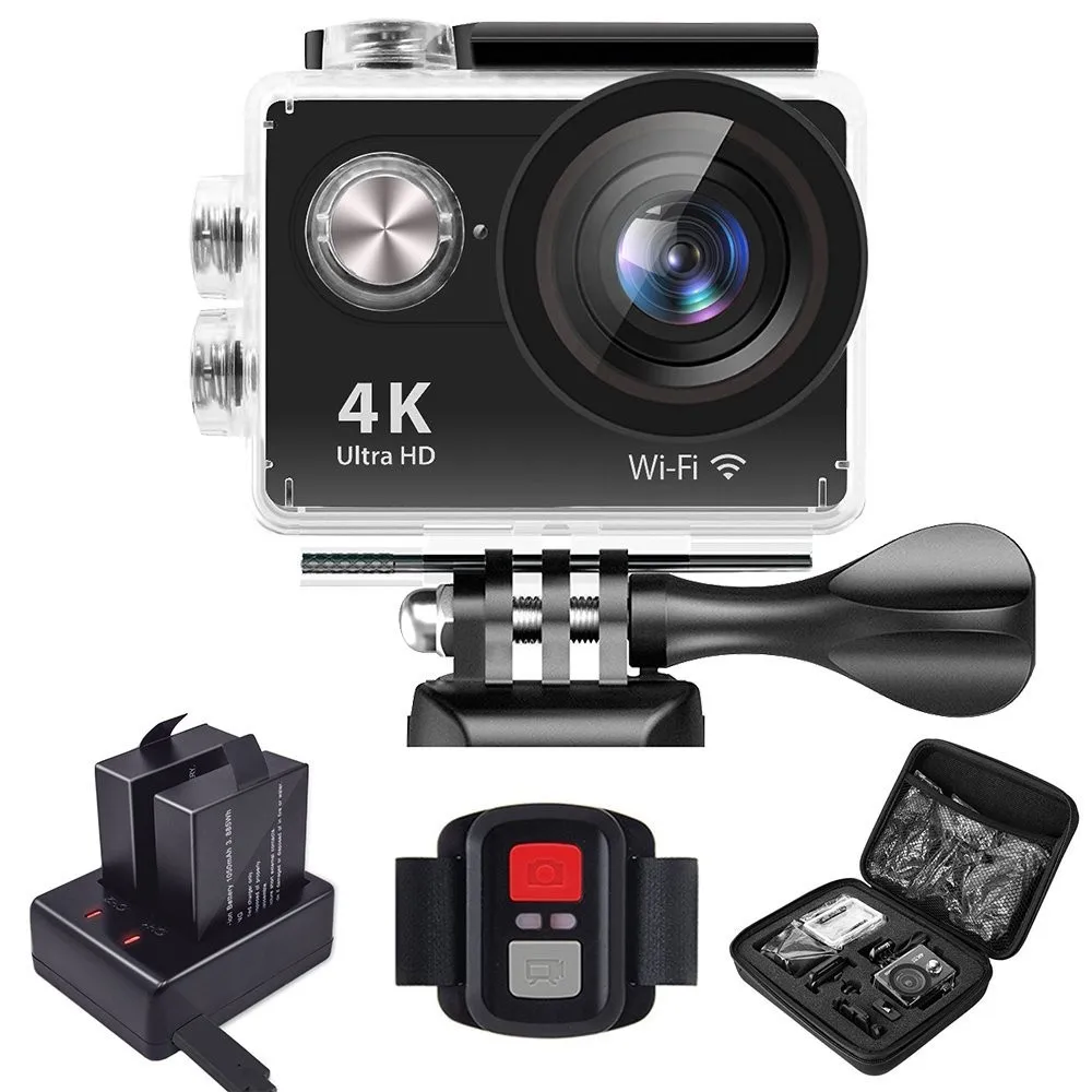 Sri Sports Action Camera 4k Wifi Waterproof Helmet Cams With Remote Charger Dock Accessories For