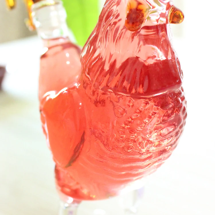 Creative Hand Made Borosilicate Heat Resistant Animal Shaped Clear Glass Decanter Chicken Shaped Wine Bottle.jpg