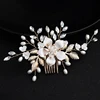 Handmade Wedding Hair Comb Bride Gold Leaf Hairbands Flower Shape Crystal Hair Combs for Women