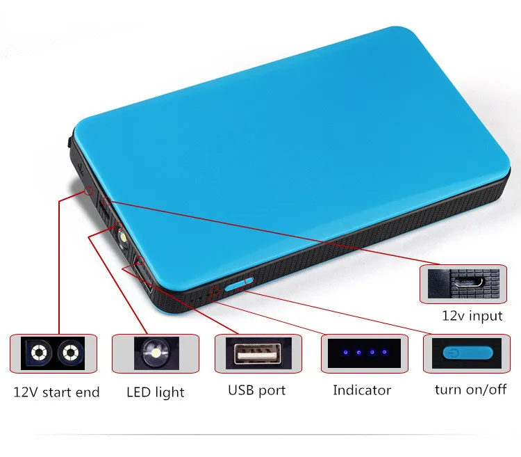 New Smart Safest Jump Starter 12V Car Starting Portable Power Battery Packs Car Jump Starter for iphone Auto