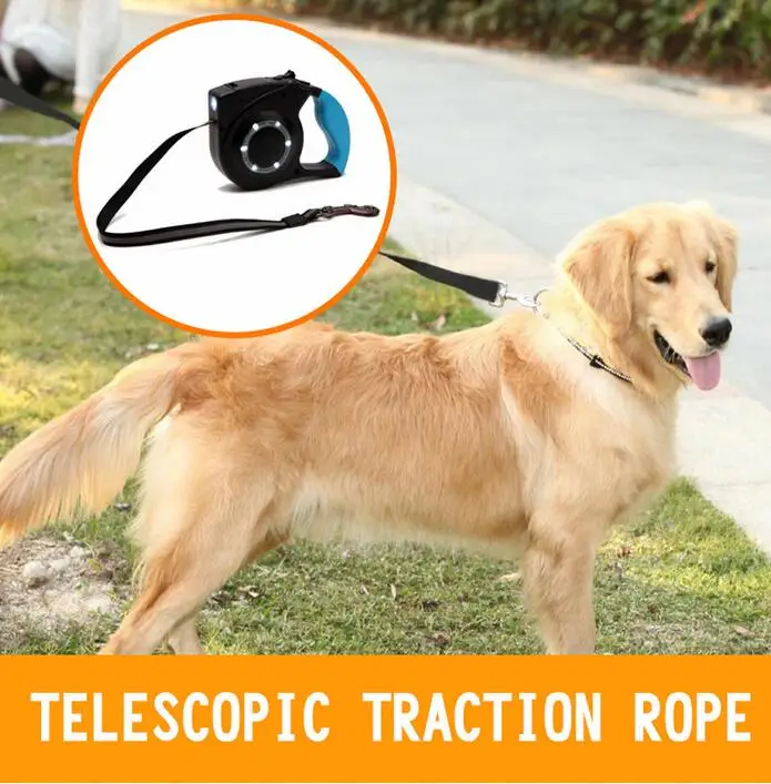 4m Hands Free Smart Dog Leash Led Retractable Dog Leash With LED Light